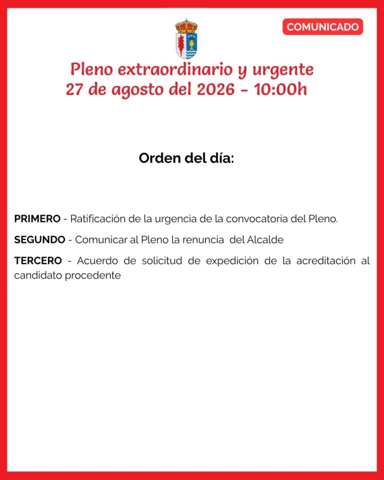Pleno extraordinario y urgente- 27 de agosto 10:00hrs